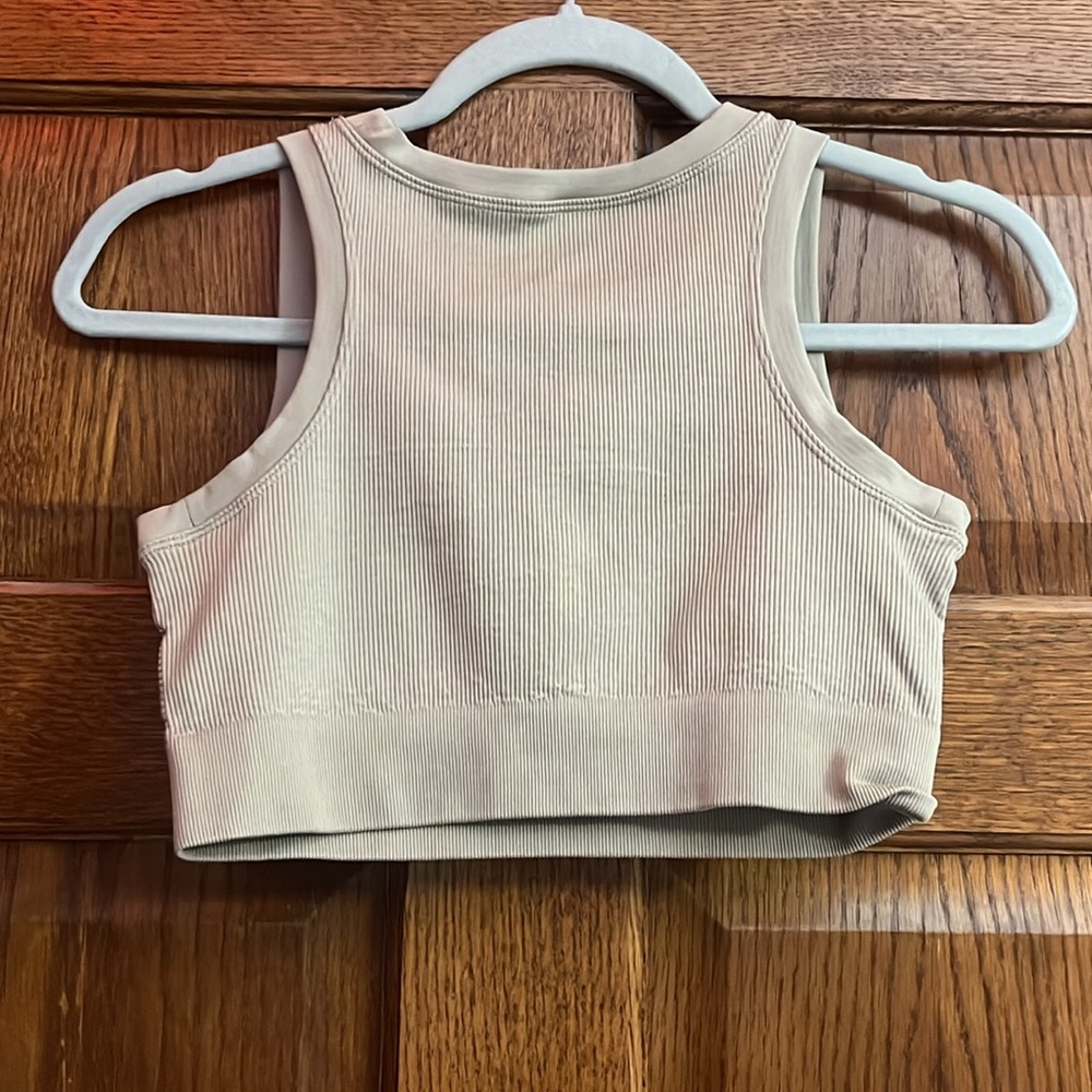 Beige Ribbed Crop Top - Picture 3 of 3
